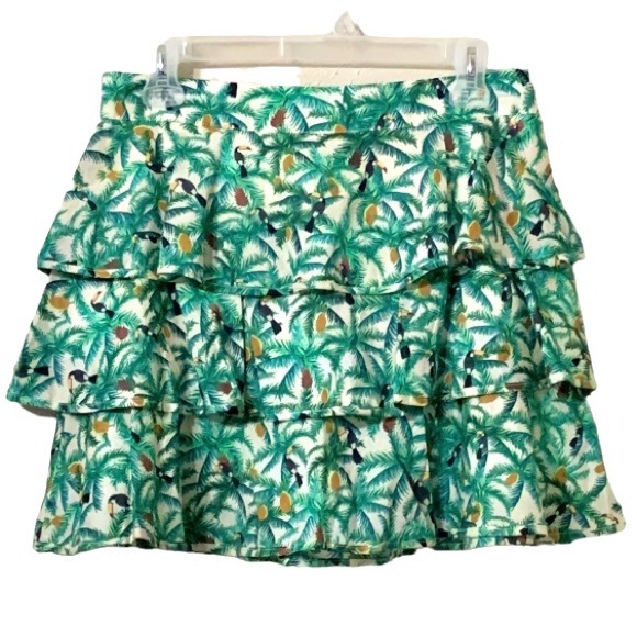 Farm Rio Mini Toucans Layered Mini Skirt Size Medium - Picture 1 of 14
